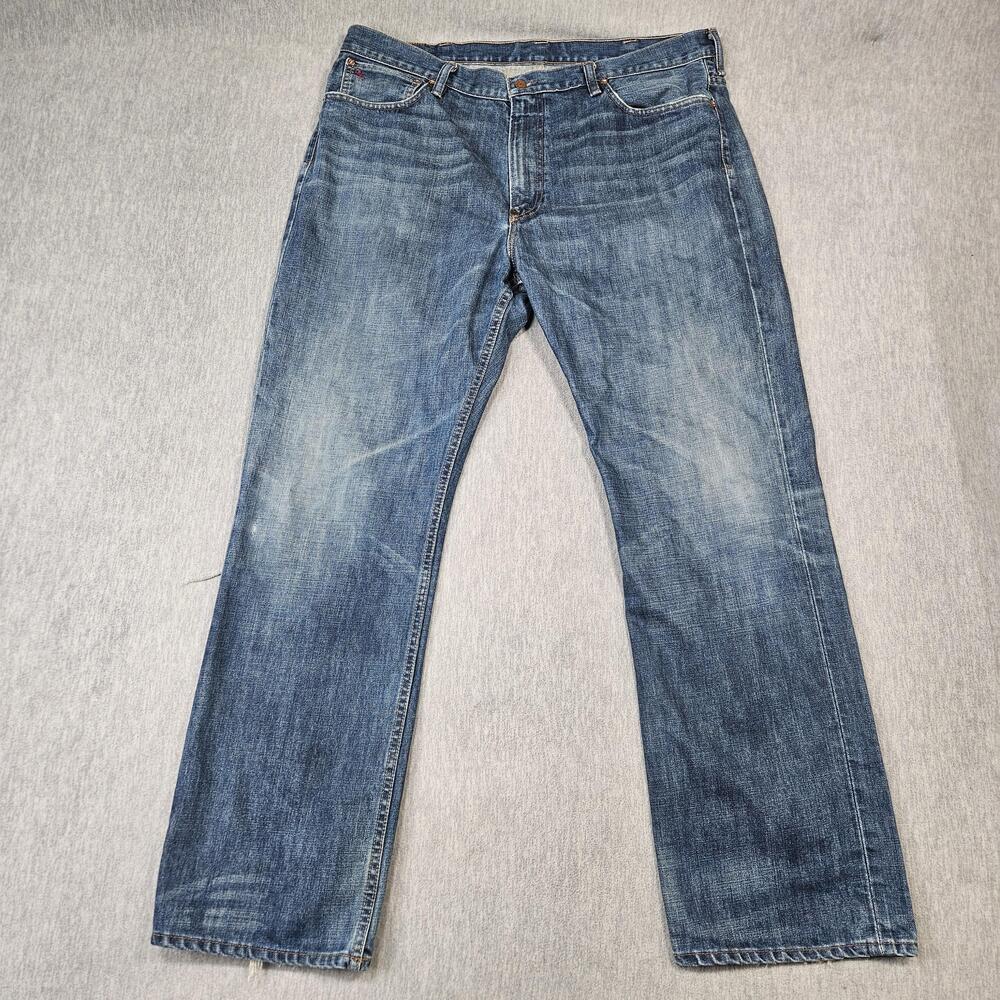 Polo Ralph Lauren Vintage 67 Jeans Mens 38x32 Blue Relaxed Straight Distressed